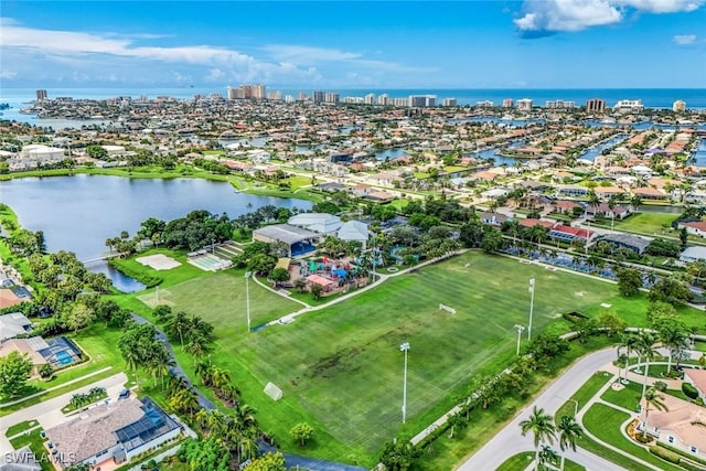387 S Heathwood Dr, Marco Island, FL 34145 - aerial view featuring a water view, a view of city, and a residential view