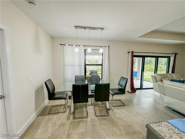 dining room with plenty of natural light and baseboards