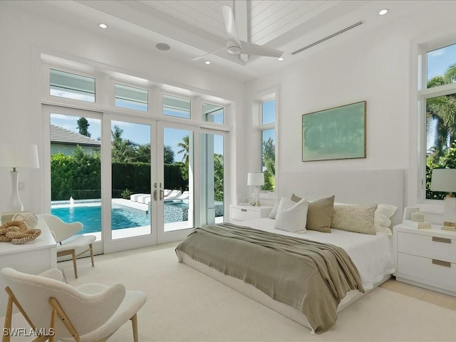 619 Binnacle Dr, Naples, FL 34103 - bedroom featuring access to exterior, french doors, and recessed lighting