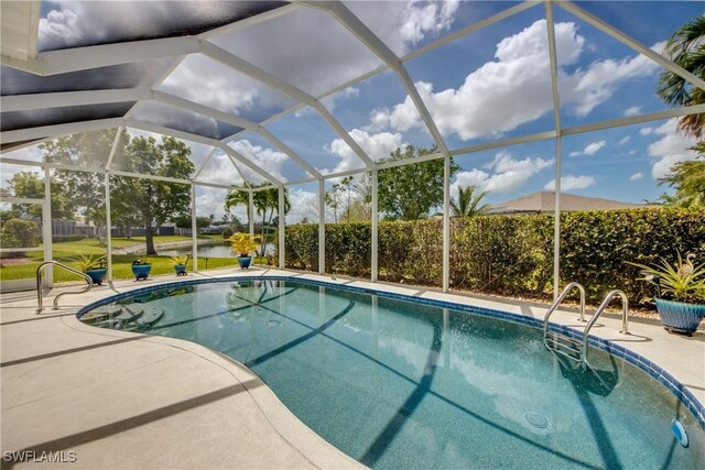 view of pool featuring a fenced in pool and a patio