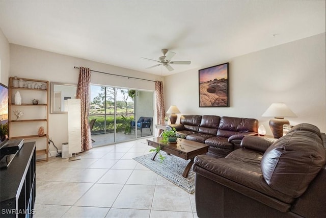 6025 Chardonnay Ln Unit 103, Naples, FL 34119 - living room featuring ceiling fan and light tile patterned floors