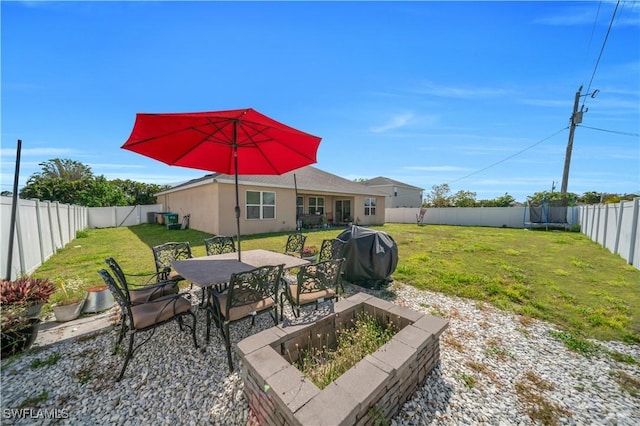 view of yard with a fenced backyard and a patio area