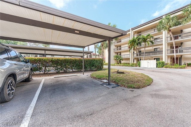 view of covered parking lot