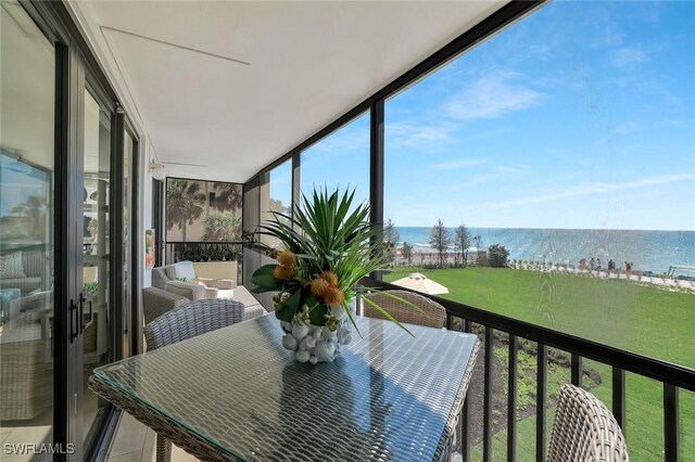 balcony with a water view