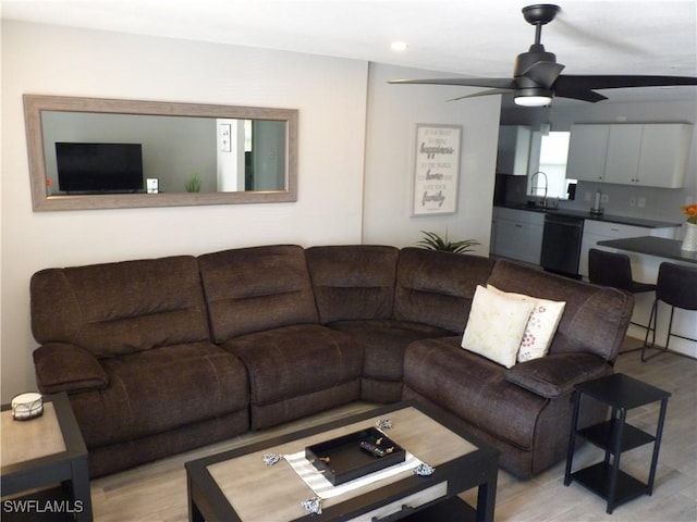 2138 Bahama Ave, Fort Myers, FL 33905 - living area with ceiling fan, light wood-type flooring, and recessed lighting