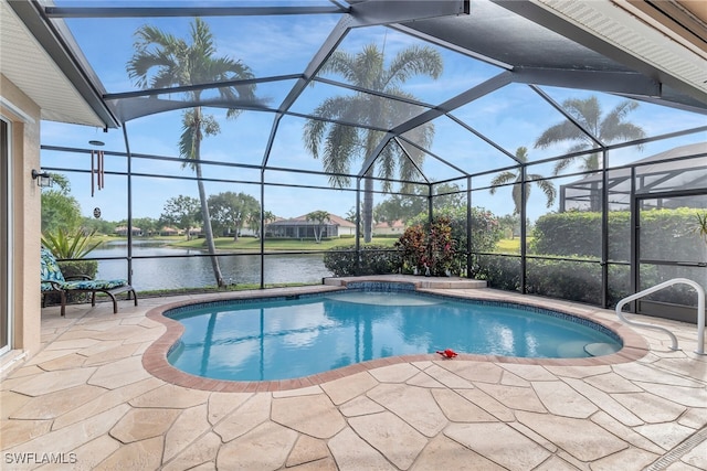 6806 Bent Grass Dr, Naples, FL 34113 - pool with a water view, a lanai, and a patio area