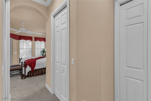 6806 Bent Grass Dr, Naples, FL 34113 - corridor with ornamental molding and carpet