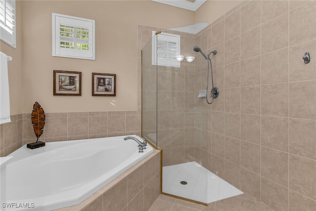 6806 Bent Grass Dr, Naples, FL 34113 - bathroom featuring a garden tub and tiled shower