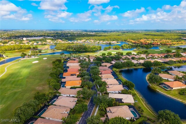 6806 Bent Grass Dr, Naples, FL 34113 - birds eye view of property featuring a residential view, golf course view, and a water view
