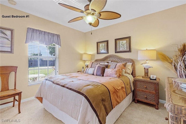 924 NE 11th Ave, Cape Coral, FL 33909 - bedroom featuring light colored carpet, ceiling fan, and baseboards