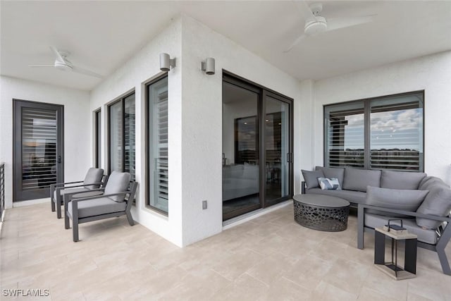 1111 Central Ave Unit 507, Naples, FL 34102 - view of patio / terrace featuring a ceiling fan and an outdoor living space