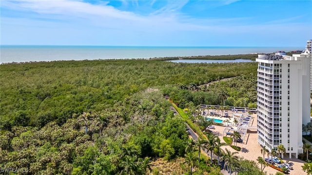 6361 Pelican Bay Blvd Unit 605, Naples, FL 34108 - drone / aerial view with a water view and a forest view