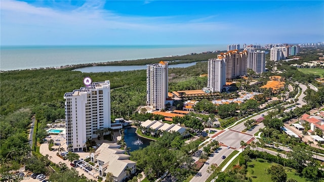 6361 Pelican Bay Blvd Unit 605, Naples, FL 34108 - drone / aerial view featuring a water view and a city view