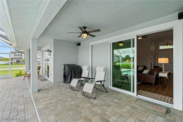 14190 Binghampton Dr, Fort Myers, FL 33905 - view of patio / terrace with ceiling fan and a grill