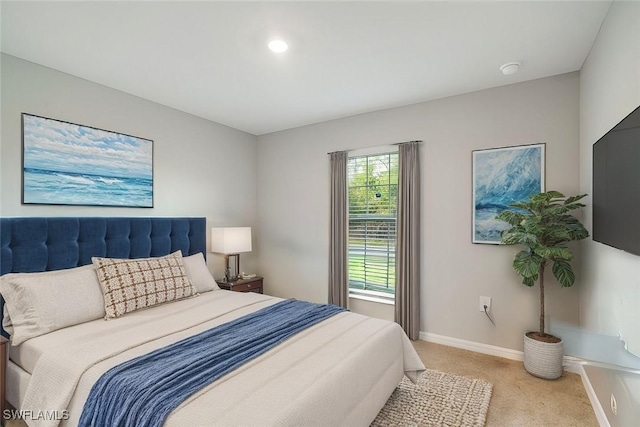 bedroom featuring baseboards and carpet