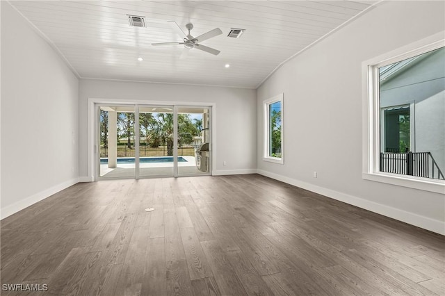 1136 Trail Terrace Dr, Naples, FL 34103 - empty room featuring wood finished floors, baseboards, ceiling fan, and visible vents