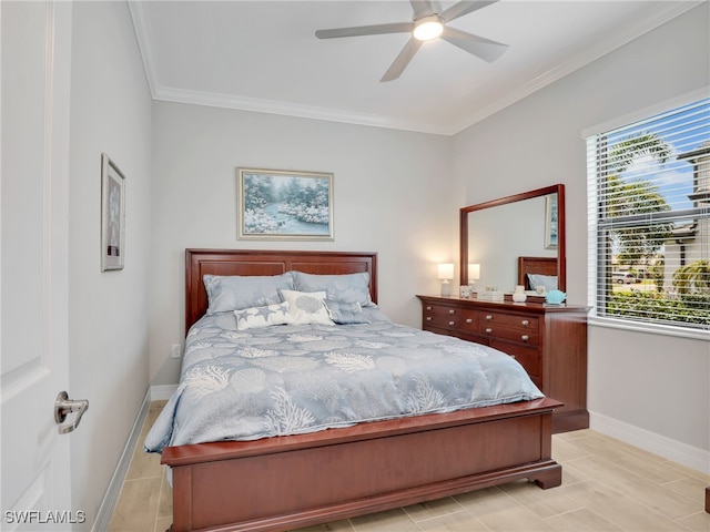 19469 The Place Blvd, Estero, FL 33928 - bedroom featuring baseboards, ornamental molding, and a ceiling fan