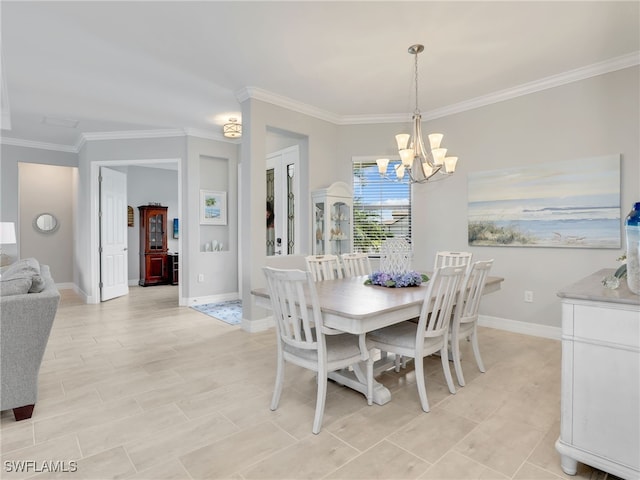 19469 The Place Blvd, Estero, FL 33928 - dining room featuring crown molding, a chandelier, and baseboards