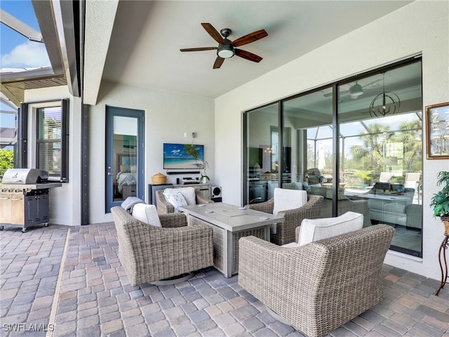 19469 The Place Blvd, Estero, FL 33928 - view of patio / terrace featuring ceiling fan