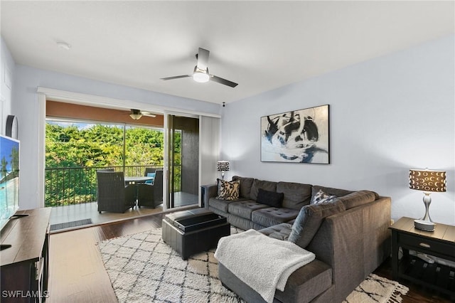 10021 Heather Ln Unit 803, Naples, FL 34119 - living room with wood finished floors and ceiling fan