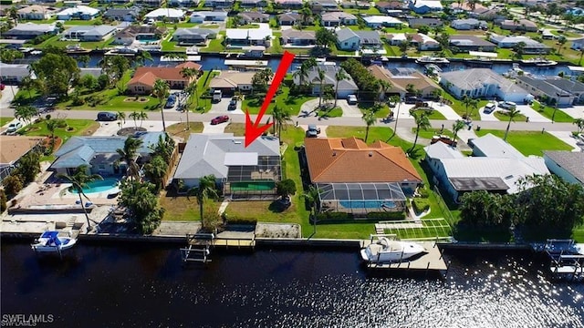 3708 SE 16th Pl, Cape Coral, FL 33904 - bird's eye view with a water view and a residential view