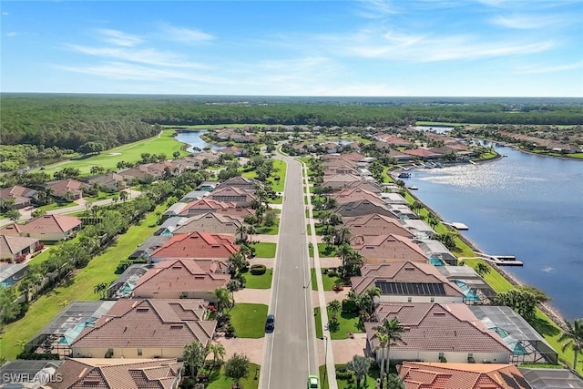 9282 Quarry Dr, Naples, FL 34120 - drone / aerial view featuring a water view and a residential view