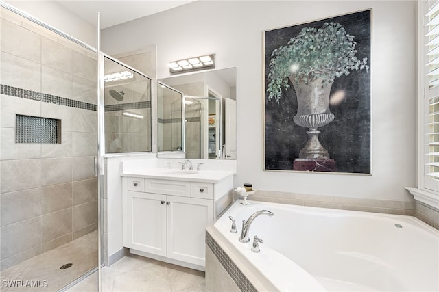 4194 Aspen Chase Dr, Naples, FL 34119 - full bath featuring a garden tub, a stall shower, vanity, and healthy amount of natural light