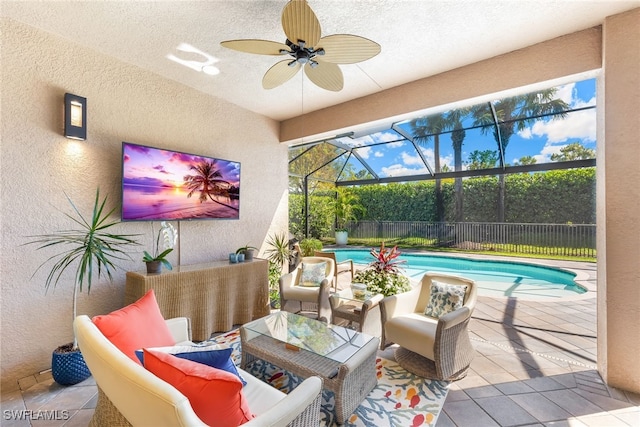 4194 Aspen Chase Dr, Naples, FL 34119 - view of patio with an outdoor hangout area and a lanai