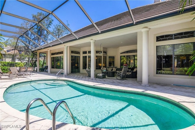 3370 Oaklake Ct, Bonita Springs, FL 34134 - pool featuring a patio area and glass enclosure