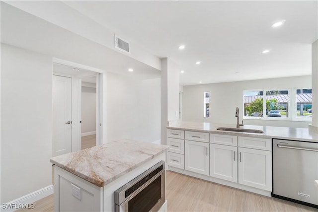 25900 Hickory Blvd Unit 101, Bonita Springs, FL 34134 - kitchen with white cabinetry, appliances with stainless steel finishes, a sink, and visible vents
