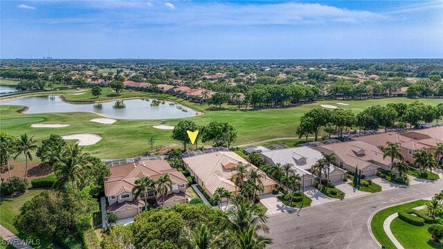 6683 Castlelawn Pl, Naples, FL 34113 - drone / aerial view with a residential view, view of golf course, and a water view