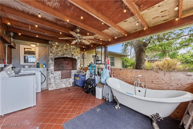 3586 Croton Rd, Naples, FL 34104 - view of patio / terrace with separate washer and dryer and ceiling fan