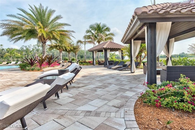 view of patio / terrace featuring a gazebo