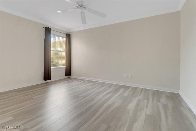 7933 Umberto Ct, Naples, FL 34114 - unfurnished room with light wood finished floors, baseboards, crown molding, and ceiling fan