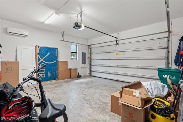 1338 Kendari Ter, Naples, FL 34113 - garage featuring a garage door opener, electric panel, and a wall unit AC