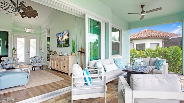 162 Windward Cay, Naples, FL 34114 - exterior space with french doors, outdoor lounge area, and a ceiling fan