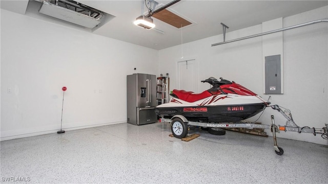 162 Windward Cay, Naples, FL 34114 - garage with a garage door opener, high quality fridge, and electric panel