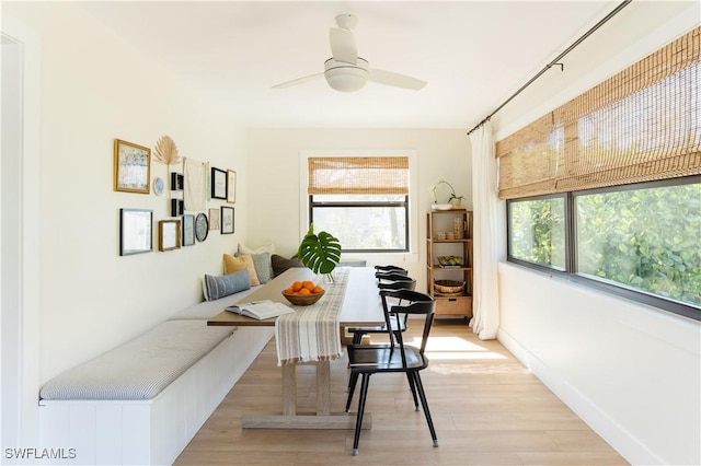 167 1st St, Bonita Springs, FL 34134 - dining room with a wealth of natural light, light wood-style floors, ceiling fan, and baseboards