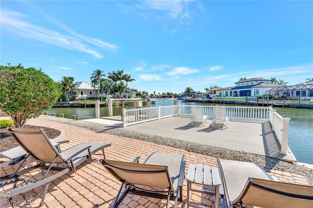 159 Geranium Ct, Marco Island, FL 34145 - dock area featuring a residential view and a deck with water view