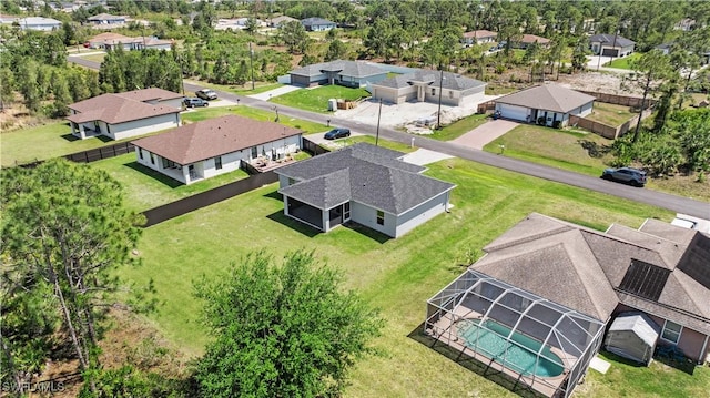 bird's eye view with a residential view