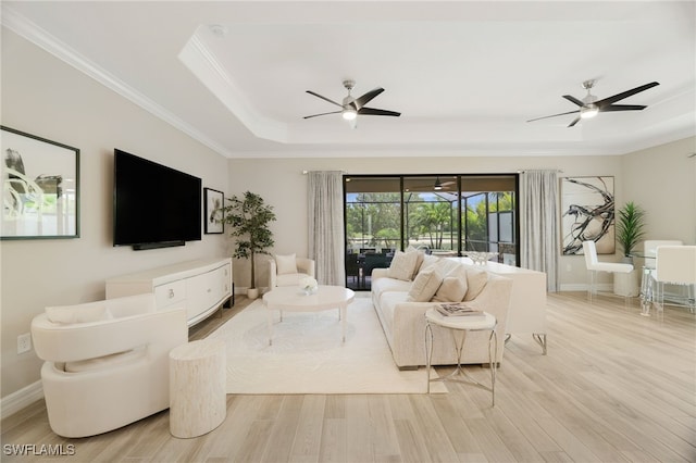 28091 Foxrock Ct, Bonita Springs, FL 34135 - living area featuring light wood-type flooring, a ceiling fan, and crown molding
