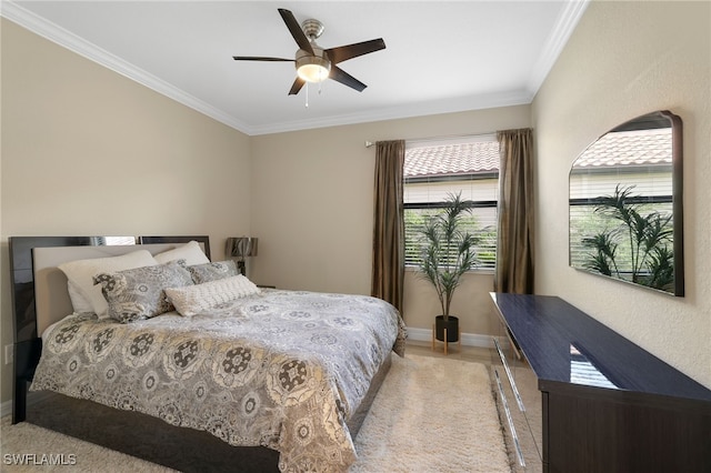 28091 Foxrock Ct, Bonita Springs, FL 34135 - bedroom with ornamental molding, baseboards, and a ceiling fan