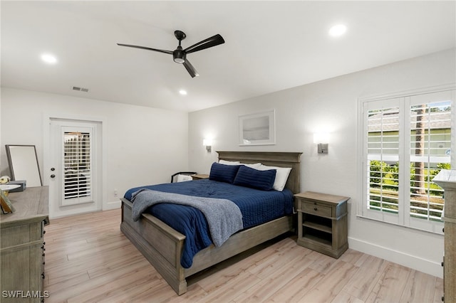 1020 19th St SW, Naples, FL 34117 - bedroom with light wood-style floors, recessed lighting, and a ceiling fan