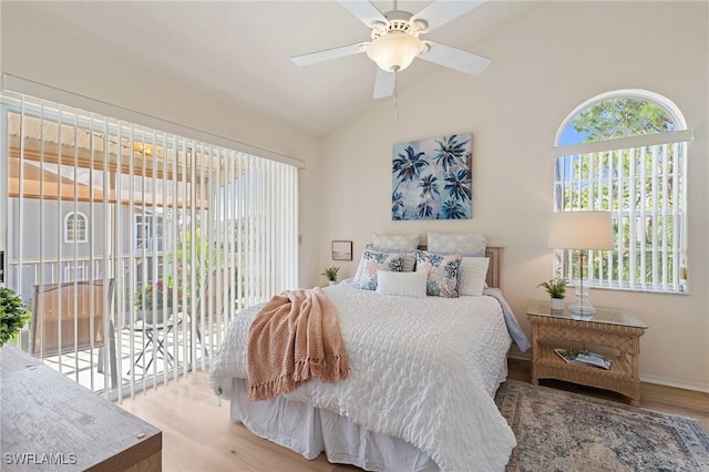 4160 Gunnison Ct Unit 821, Estero, FL 33928 - bedroom with access to exterior, wood finished floors, and vaulted ceiling