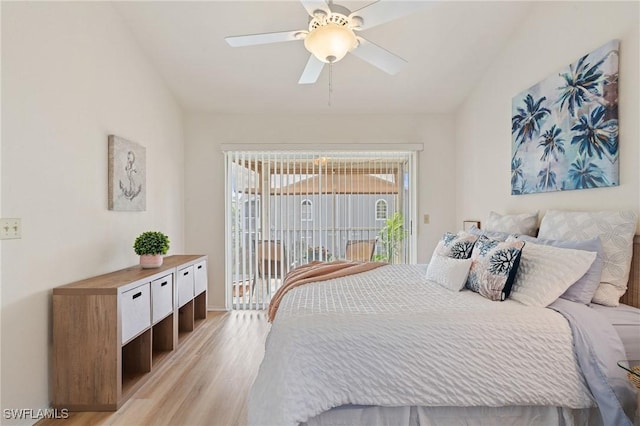 4160 Gunnison Ct Unit 821, Estero, FL 33928 - bedroom featuring light wood-type flooring, access to outside, and a ceiling fan