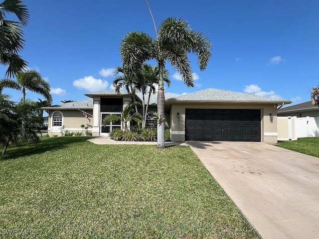 940 SE 20th Ct, Cape Coral, FL 33990 - view of front of property featuring a front yard, driveway, stucco siding, and an attached garage