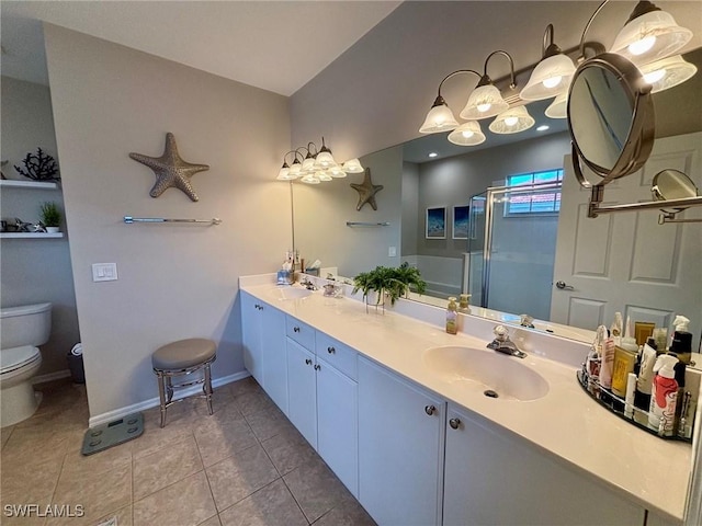 8125 Celeste Dr Unit 5213, Naples, FL 34113 - full bath with a shower stall, double vanity, toilet, a sink, and tile patterned flooring