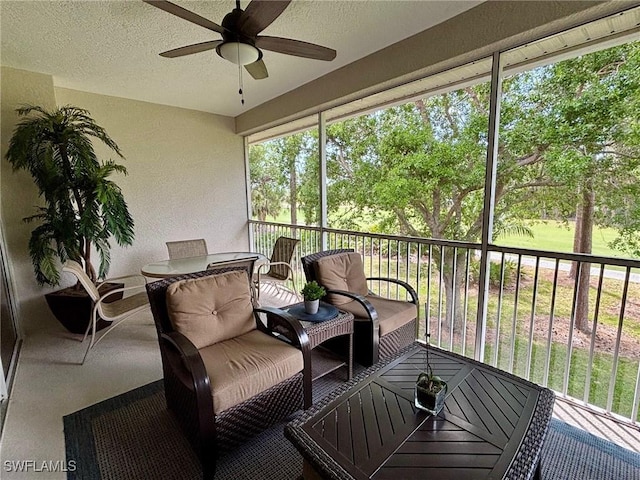 8125 Celeste Dr Unit 5213, Naples, FL 34113 - sunroom / solarium featuring a ceiling fan and outdoor dining area