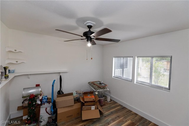 17841 Palm Creek Dr, North Fort Myers, FL 33917 - interior space with baseboards, a ceiling fan, and wood finished floors