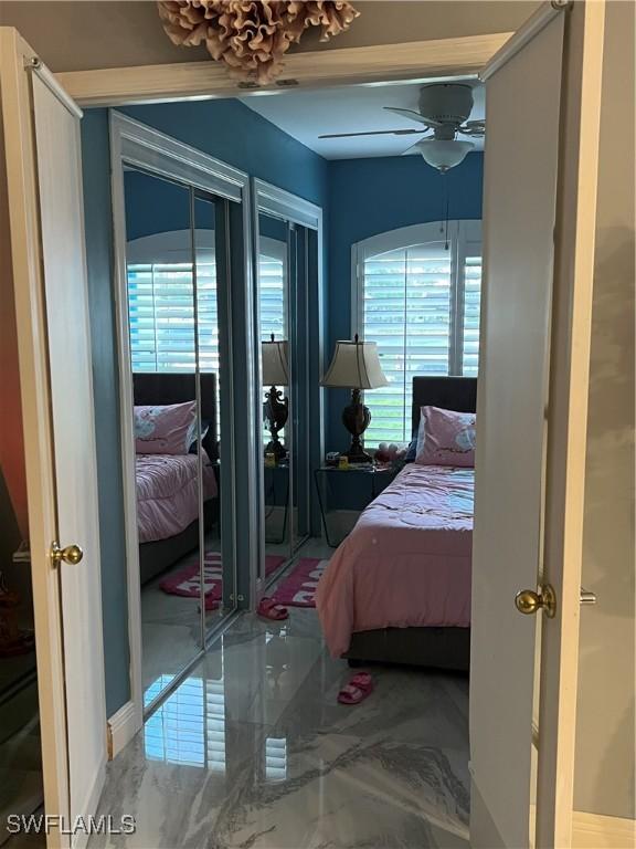 bedroom with a ceiling fan